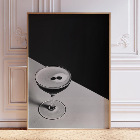 Black and White Espresso Martini Wall Art Print
