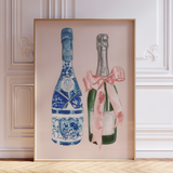 Pink and Blue Champagne Wall Art Print