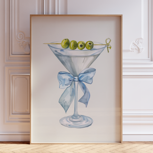 Blue Bow Dirty Martini Wall Art Print