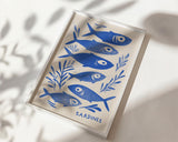 Blue Sardine Wall Art Print