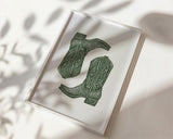 Sage Green Cowboy Boot Wall Art Print