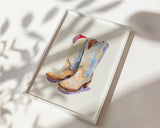 Watercolor Cowboy Boots Wall Art Print