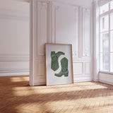Sage Green Cowboy Boot Wall Art Print