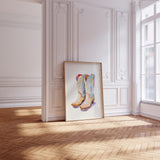 Watercolor Cowboy Boots Wall Art Print