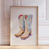 Watercolor Cowboy Boots Wall Art Print