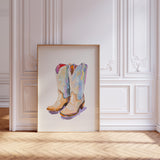 Watercolor Cowboy Boots Wall Art Print