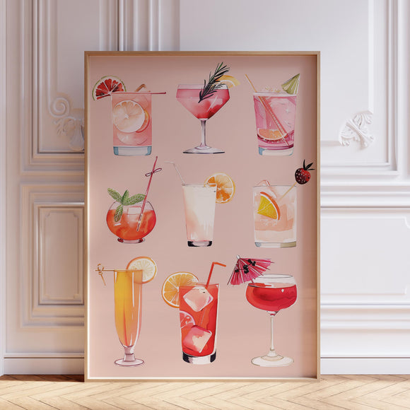Pink Cocktail Wall Art Print