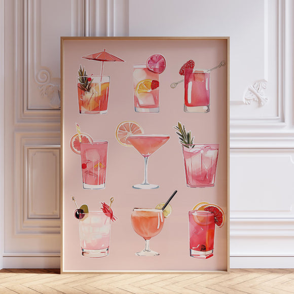 Pink Cocktail Wall Art Print