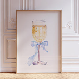 Blue Champagne Wall Art Print