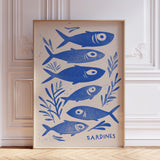 Blue Sardine Wall Art Print