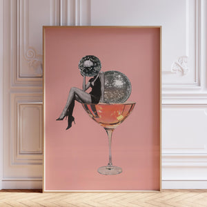 Pink Disco Cocktail Wall Art Print