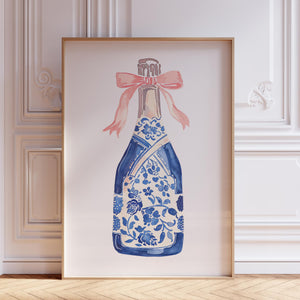 Pink and Blue Champagne Wall Art Print