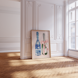Pink and Blue Champagne Wall Art Print