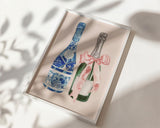 Pink and Blue Champagne Wall Art Print