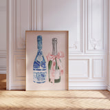 Pink and Blue Champagne Wall Art Print