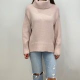 Kelly Oversized Light Pink Turtleneck Sweater