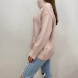 Kelly Oversized Light Pink Turtleneck Sweater