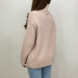Kelly Oversized Light Pink Turtleneck Sweater