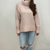 Kelly Oversized Light Pink Turtleneck Sweater