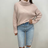 Kelly Oversized Light Pink Turtleneck Sweater