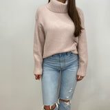 Kelly Oversized Light Pink Turtleneck Sweater