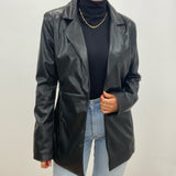 Monroe Black Faux Leather Blazer Jacket
