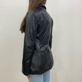Monroe Black Faux Leather Blazer Jacket