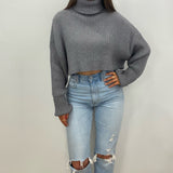 Hadley Cropped Turtleneck Chunky Knit Sweater