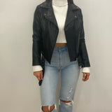 Taylor Black Faux Leather Moto Biker Jacket