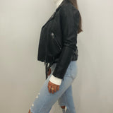 Taylor Black Faux Leather Moto Biker Jacket