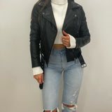 Taylor Black Faux Leather Moto Biker Jacket