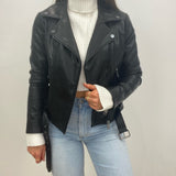Taylor Black Faux Leather Moto Biker Jacket