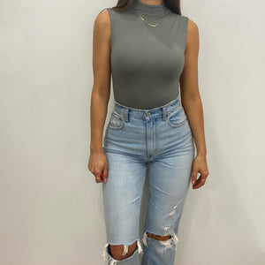 Naomi Mock Neck Sleeveless Bodysuit
