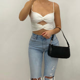 Rylie Rib Knit Twist Crop Top