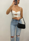 Rylie Rib Knit Twist Crop Top