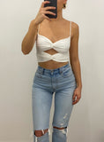 Rylie Rib Knit Twist Crop Top