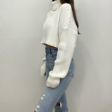 Hadley Cropped Turtleneck Chunky Knit Sweater