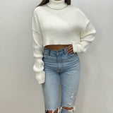Hadley Cropped Turtleneck Chunky Knit Sweater