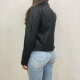 Taylor Black Faux Leather Moto Biker Jacket