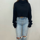 Hadley Cropped Turtleneck Chunky Knit Sweater