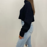 Hadley Cropped Turtleneck Chunky Knit Sweater